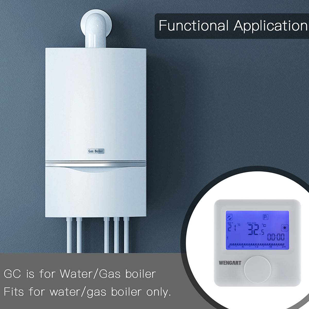 Wengart Gas Thermostat WG06BW, Digital LCD Display,Programmable,Batter –  WENGART