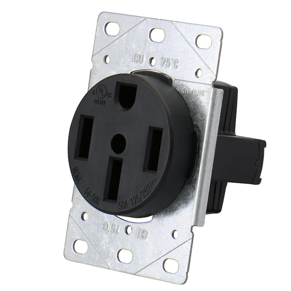 NEMA 14-50R Industrial Socket 50Amp RV, EV, Dryer Flush Mounting Receptacle Socket 125/250V