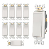 Wengart Rocker Decorator Paddle Light Switch,10Pack,Single Pole/3 way/4way,15Amp,120/277V,Quick Push-in & Side Wired,On/Off Wall Switch,UL Listed, White