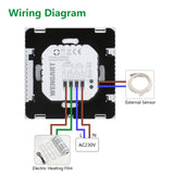 Wengart Home-Thermostat, programmierbar, WG603, AC90–240 V, max. 3 A, Touchscreen-LCD-Display, funktioniert für Fußbodenheizung, weiß