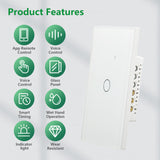 Wengart Smart Wall Touch Light Switch 2.4GHz WiFi AC125V 10Amp,1Gang White