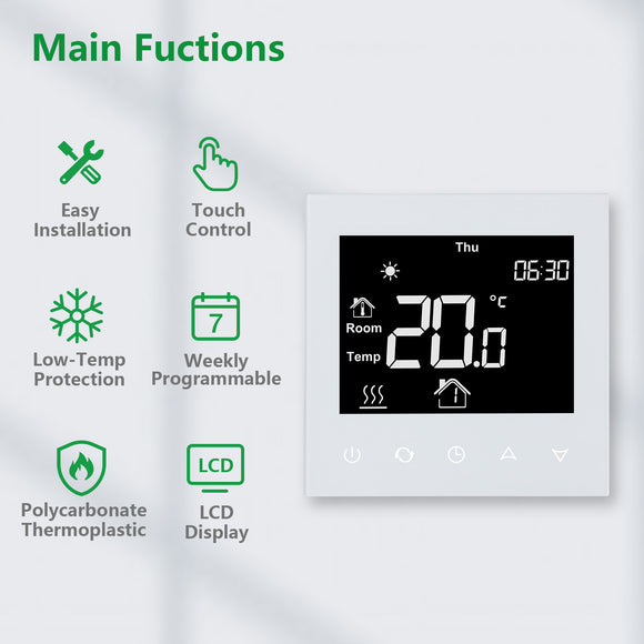 Thermostat Wengart WG505B, 3A avec chauffage de l'eau à liaison passive, noir