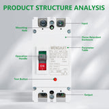 Wengart MCCB Circuit Breaker WGM1PV-250,2P,DC500V 200A