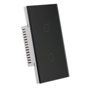 Wengart Smart Wall Touch Light Switch 2.4GHz WiFi AC125V 10Amp,2Gang Black