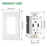 Wengart 20A USB Wall Outlet,Receptacle with 5.0A Dual Type A USB,Weather-Resistant and Tamper-Resistant