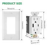 Wengart 15A USB Wall Outlet,Receptacle with 5.0A USB Type C&Type A Ports