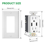 Wengart 15A USB Wall Outlet,Receptacle with 5.0A Dual Type A USB,Weather-Resistant and Tamper-Resistant