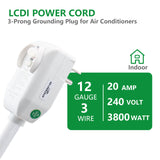 Wengart LCDI Power Cord Plug NEMA5-15P Air Conditioning Extension Cable AC120V 60Hz Leakage Current Detection Interrupter UL listed White