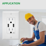 Wengart 15A USB Wall Outlet,Receptacle with 5.0A Dual Type A USB,Weather-Resistant and Tamper-Resistant