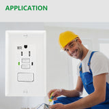 Wengart 15A GFCI Receptacle with Combination Switch,ETL Listed,AC125V,Tamper Resistant&Weather Resistant