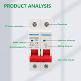 Wengart DC Miniature Circuit Breaker,2P 500V