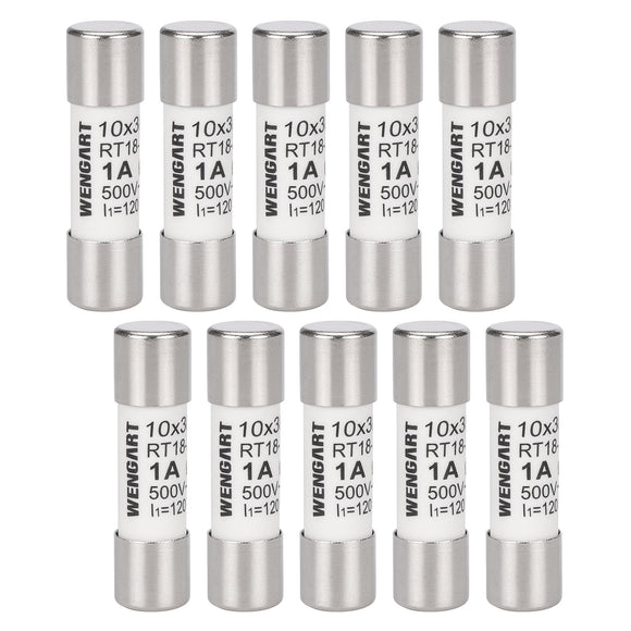 Wengart AC Cylindrical Fuse Link RT18-32 (RO15),10 pieces,10x38mm,AC500V 120kA,1A