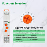 Wengart Delay Time Relay TBT7-A2,10 Functions Time Relay,2SPDT