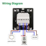 Wengart Programmable Thermostat WG809, 100Pack 3A, Touch Button, LCD display, Suitable for Water Heating System,White