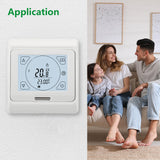 Thermostat d'ambiance Wengart WG809, écran LCD numérique, boutons tactiles, programmation hebdomadaire, 16 A, adapté aux équipements de chauffage électrique, avec sonde externe de 3 m, blanc