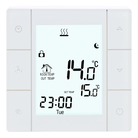 Thermostat d'ambiance Wengart WG352, écran tactile en verre AC230V, 3A