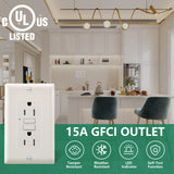 Wengart GFCI Outlet 15Amp,Weather-Resistant and Tamper-Resistant Receptacle,Meet UL2018