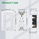 Wengart 15A GFCI Receptacle with Combination Switch,ETL Listed,AC125V,Tamper Resistant