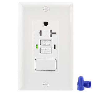 Wengart 20A GFCI Receptacle with Combination Switch,ETL Listed,AC125V,Tamper Resistant