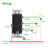 Wengart Triple Rocker Combination Switch 15 Amp, 120 Volt