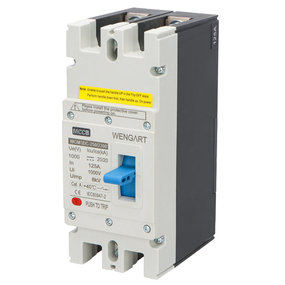 Wengart DC Molded Case Circuit Breaker WGM3DC-250,DC1000V 2P 125A