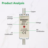 Wengart Knife Type Fuse Link NH000,3 pieces,gG class AC500V,120kA,100A