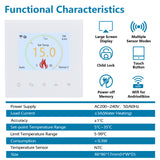 Wengart WiFi Thermostat WG380,AC230V 3A 6 Languages Optional,White