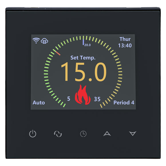 Wengart WiFi Thermostat WG380,AC230V 3A 6 Languages Optional,Black