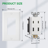 Wengart USB Outlet Receptacles,125V 4.8A with Dual USB Type A Ports&Dual USB Type C Ports