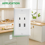 Wengart USB Outlet Receptacles,125V 4.8A with Dual USB Type A Ports&Dual USB Type C Ports