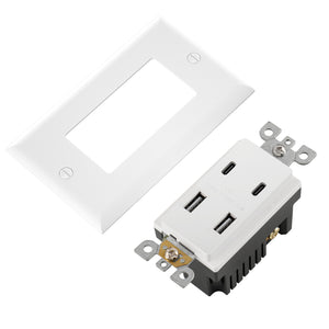 Wengart USB Outlet Receptacles,125V 4.8A with Dual USB Type A Ports&Dual USB Type C Ports