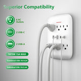 Wengart Multi Plug Outlet Extender 15Amp Surge Protector with 6 Outlet Extender and 4 USB Charging Ports