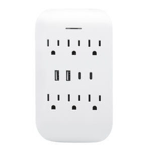 Wengart Multi Plug Outlet Extender 15Amp Surge Protector with 6 Outlet Extender and 4 USB Charging Ports