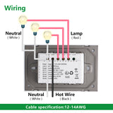 Wengart Smart Wall Touch Light Switch 2.4GHz WiFi AC125V 10Amp,3Gang White