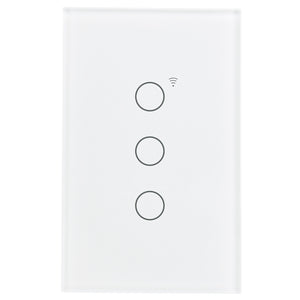 Wengart Smart Wall Touch Light Switch 2.4GHz WiFi AC125V 10Amp,3Gang White