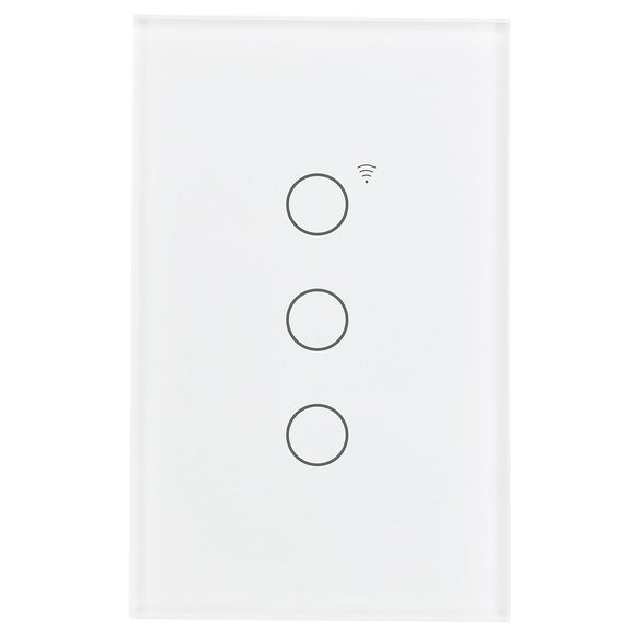 Wengart Smart Wall Touch Light Switch 2.4GHz WiFi AC125V 10Amp,3Gang White