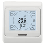 Thermostat d'ambiance Wengart WG809, écran LCD numérique, boutons tactiles, programmation hebdomadaire, 16 A, adapté aux équipements de chauffage électrique, avec sonde externe de 3 m, blanc