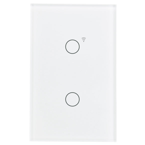 Wengart Smart Wall Touch Light Switch 2.4GHz WiFi AC125V 10Amp,2Gang White