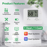 Wengart Non-Programmable Thermostat for Home,1 Heat/1 Cool with LCD  Green Backlight Screen,Compatible with Single Stage Systems