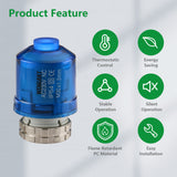 Wengart Thermal Actuator WG02,100Pack AC230V Valve on and off status with 360 degree LED Indication Normaly Closed for Underfloor Heating Blue