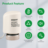 Wengart Electric Thermal Actuator WG37,100Pack 2 Wire Normaly Closed AC230V M30x1.5 for Underfloor Heating Manifolds