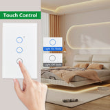 Wengart Smart Wall Touch Light Switch 2.4GHz WiFi AC125V 10Amp,3Gang White