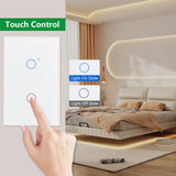 Wengart Smart Wall Touch Light Switch 2.4GHz WiFi AC125V 10Amp,2Gang White