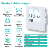 Thermostat tactile programmable Wengart WG372, AC230V 3A