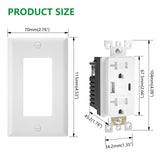 Wengart 20A USB Outlet Receptacles,4.8A Charger Outlet with USB Type C & Type A Ports