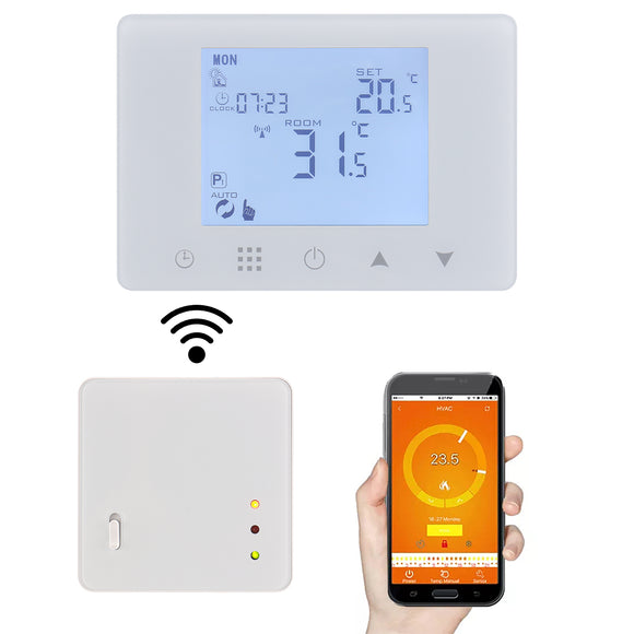 Wengart RF Wireless Thermostat & Receiver WG09RF,Programmable Touch Screen LCD Display
