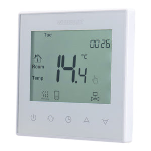 Wengart Room Thermostat WG505, LCD Digital Display, Touch Buttons, Weekly Programming,16A,Suitable for Electric Heating Equipment, with 3m external probe,White