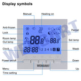 Wengart Gas Thermostat WG02B04BW,Digital LCD Display,Programmable,Battery Powered,COM-NO-NC Wire Connector