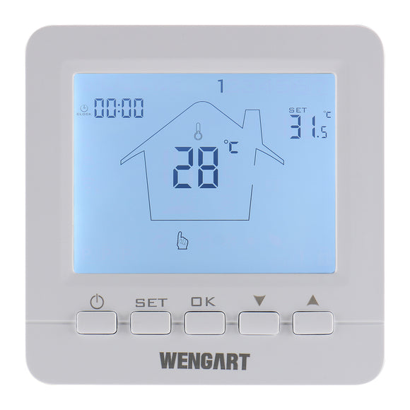 Wengart Gas Thermostat WG02B05BW,Digital LCD Display,Programmable,Battery Powered,COM-NO-NC Wire Connector